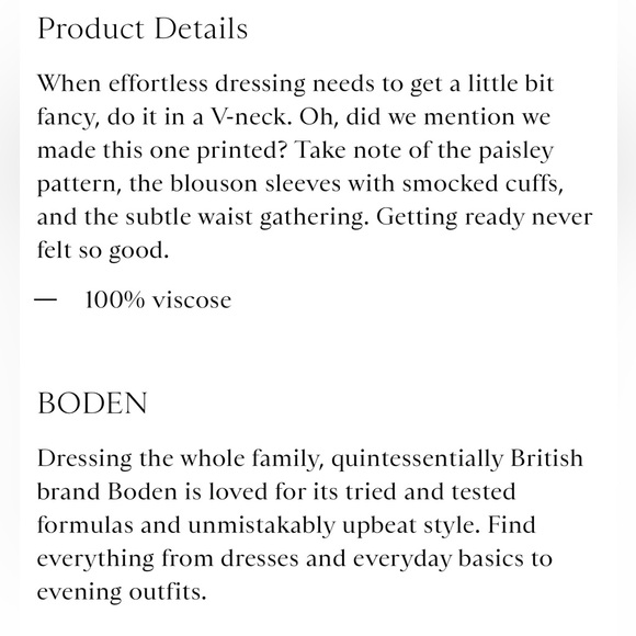 BODEN DITZY FLORAL V NECK SMOCKED DRESS US SIZE 4 - Picture 6 of 14